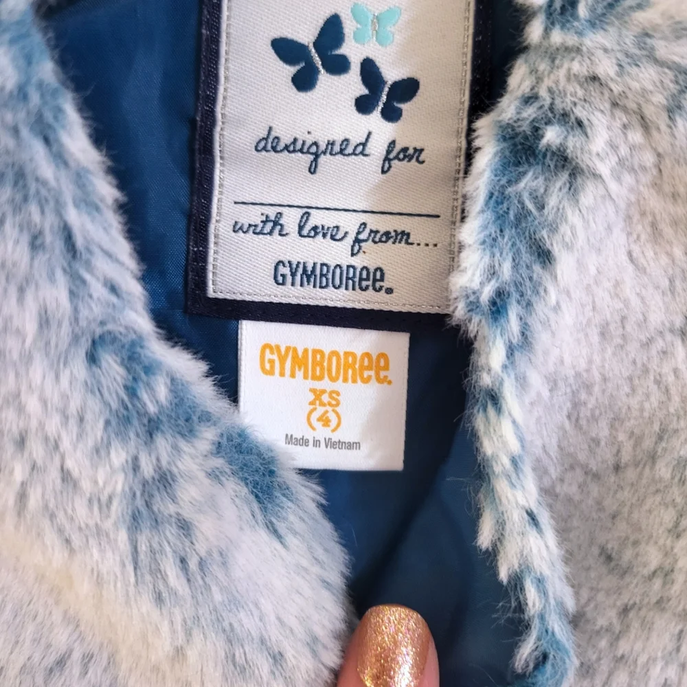 🌿Gymboree XS 4 Girls Frost Blue Faux Fur Vest Fully Lined